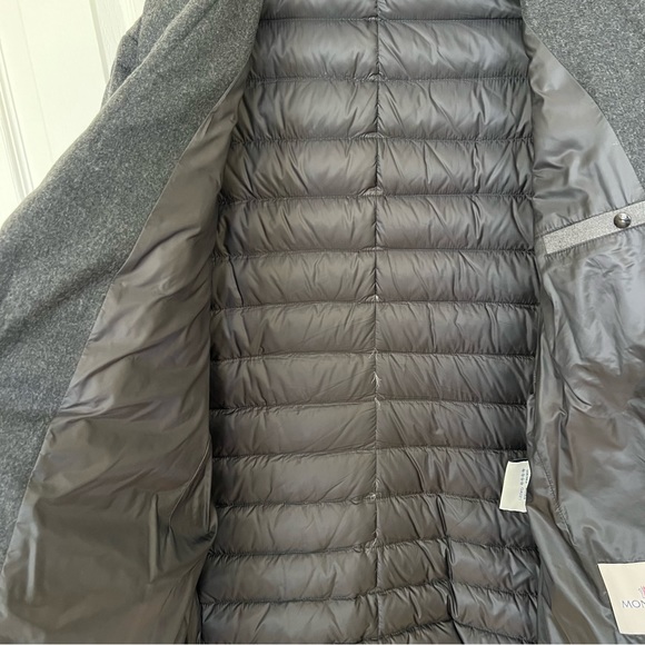 Moncler men quilted wool blazer size 5 - dark grey melange - Picture 9 of 12